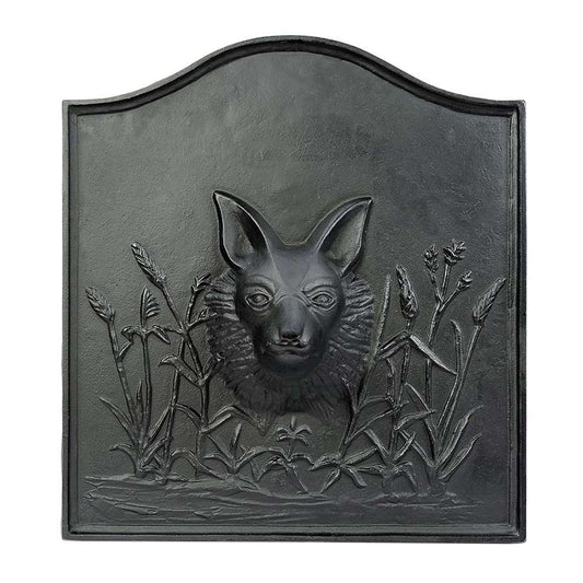 Minuteman International Fox Fireback | Cast Iron Matte Black | Fireplace Heat Reflector & Decor | 23 x 6.5 x 25 in | Model CFB-03