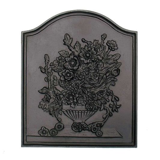 Minuteman International Bouquet Fireback | Cast Iron Matte Black | Fireplace Heat Reflector & Decor | 17 x 0.25 x 20 in | Model CFB-06