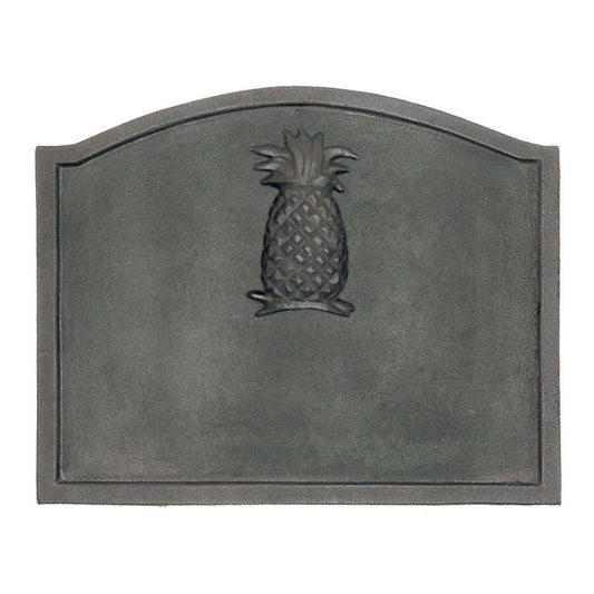 Minuteman International Small Pineapple Fireback | Cast Iron Matte Black | Fireplace Heat Reflector & Decor | 19.5 x 15.5 x 0.25 in | Model CFB-10