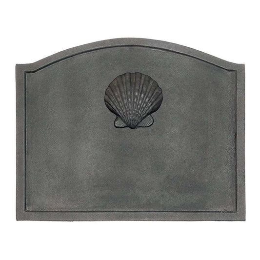 Minuteman International Small Shell Fire Back | Cast Iron Matte Black | Fireplace Heat Reflector & Decor | 19.5 x 15.5 in | Model CFB-12