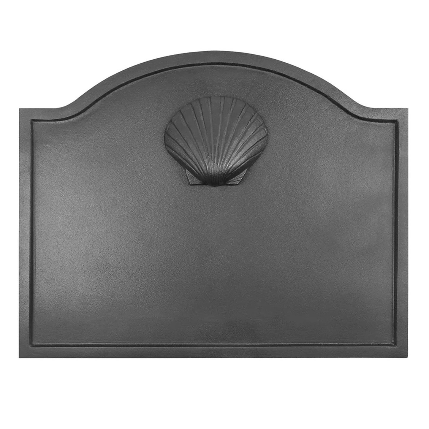 Minuteman International Large Shell Fire Back | Cast Iron Flat Black | Fireplace Heat Reflector & Decor | 22.5 x 0.25 x 17.75 in | Model CFB-13