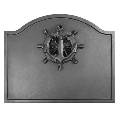 ACHLA Minuteman International Nautical Fireback 20in W x 16in H | Cast Iron with Matte Black Finish | Fireplace Heat Reflector & | Model CFB-18