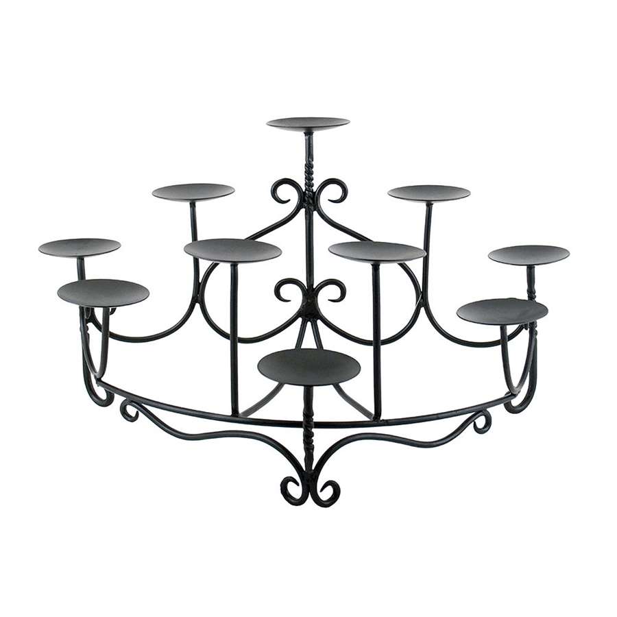 Minuteman International CH-07 Candelabra Spandrels | Graphite Wrought Iron | Hearth & Table Decor | 27 x 16 x 14 in, 10 Candle Cups | Model CH-07