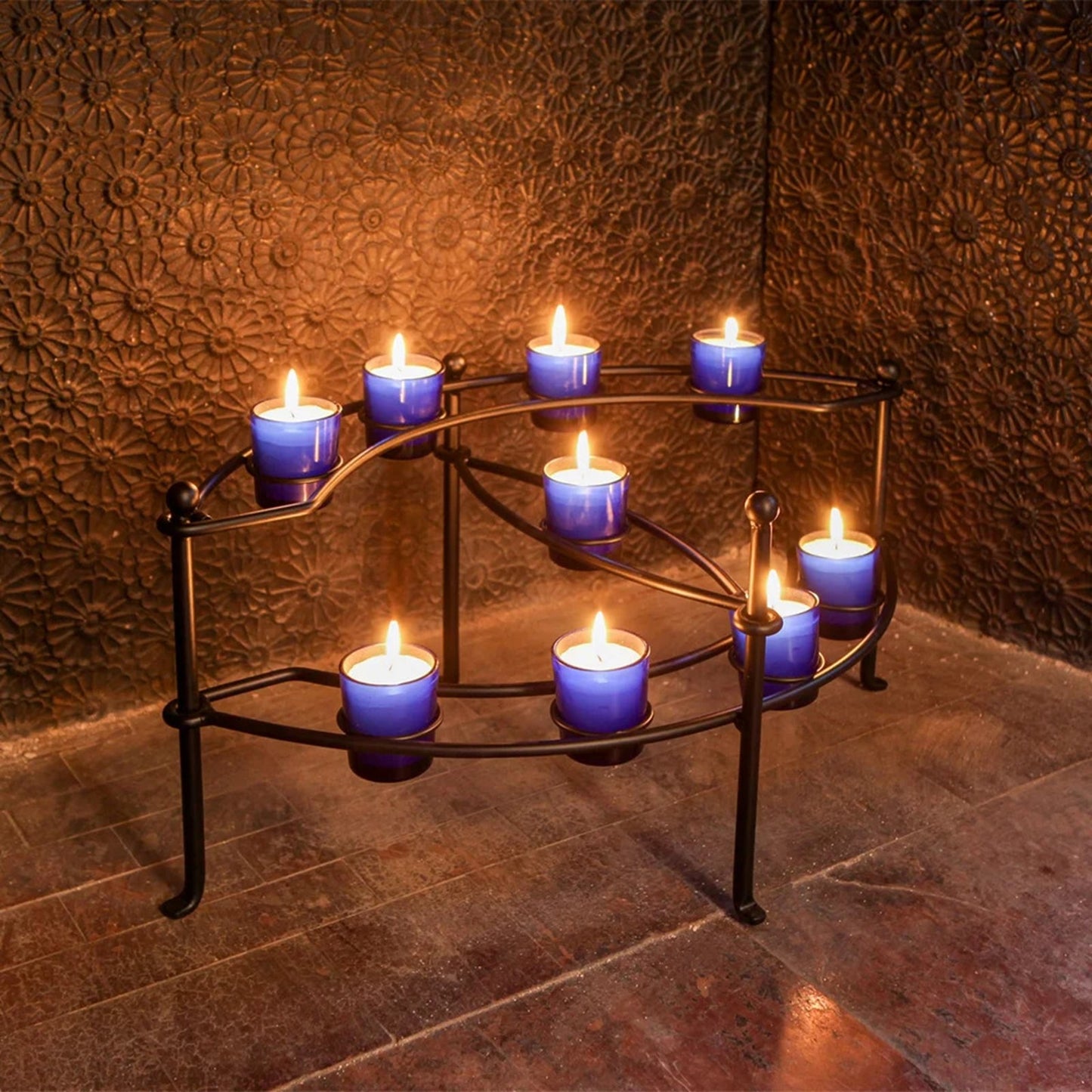 Minuteman International CH-21 Votive Candelabra | Black Wrought Iron Hearth Candle Holder | Indoor & Outdoor Fireplace & Table Decor | Model CH-21