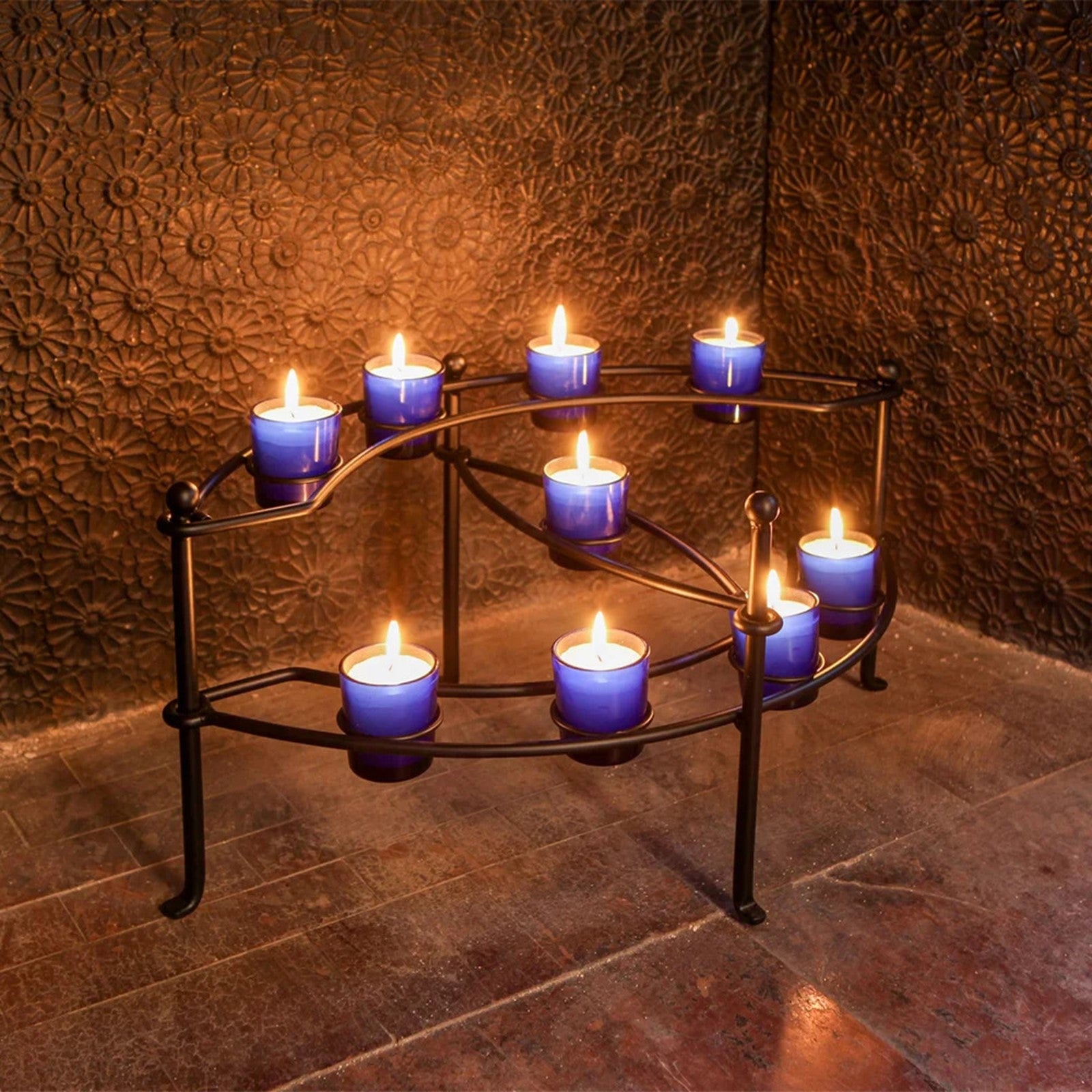 Minuteman International CH-21 Votive Candelabra | Black Wrought Iron Hearth Candle Holder | Indoor & Outdoor Fireplace & Table Decor | Model CH-21
