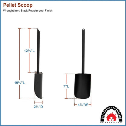 Minuteman International Coal/Pellet Scoop | Black Powder-Coated Iron | Fireplace & Stove Ash Removal | 4 x 4 x 20 in | Model CS-02