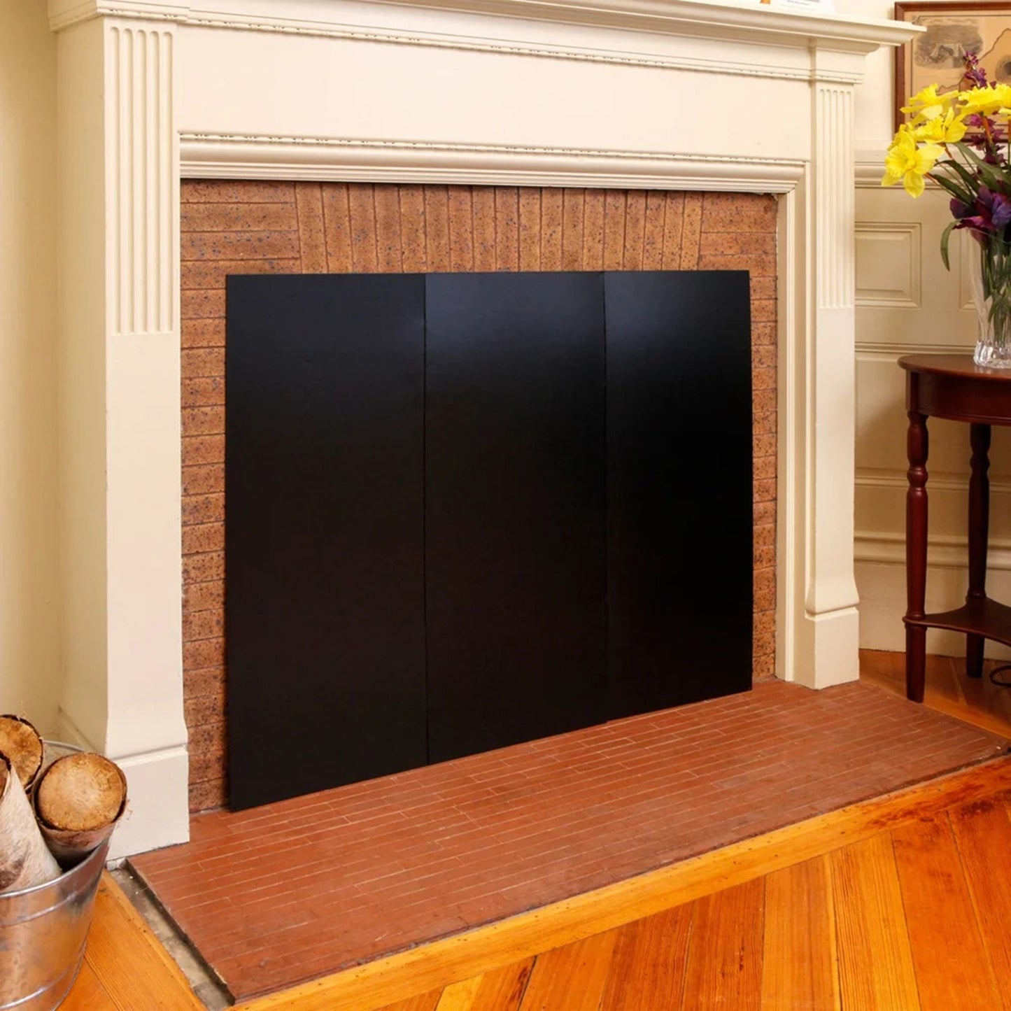 Minuteman International 47 x 34 Draft Guard Cover | Black Wrought Iron Fireplace Screen | Living Room & Hearth Accessory | Model DGC-02