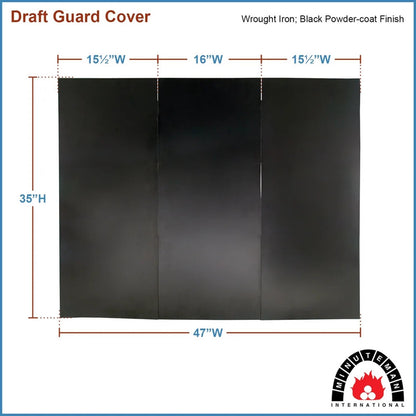 Minuteman International 47 x 34 Draft Guard Cover | Black Wrought Iron Fireplace Screen | Living Room & Hearth Accessory | Model DGC-02