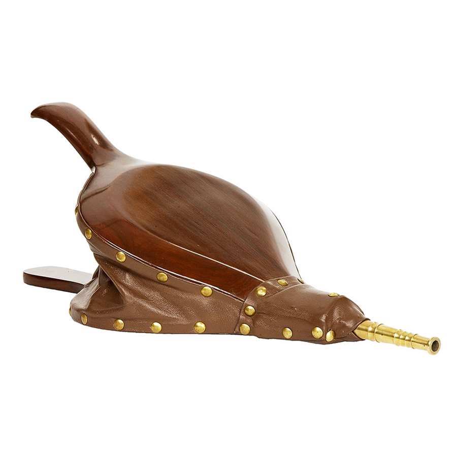 Minuteman International Shaker Bellows | Wood & Leather with Brass Nozzle | Fireplace & Wood Stove Air Blower | 19in H | Model F-26