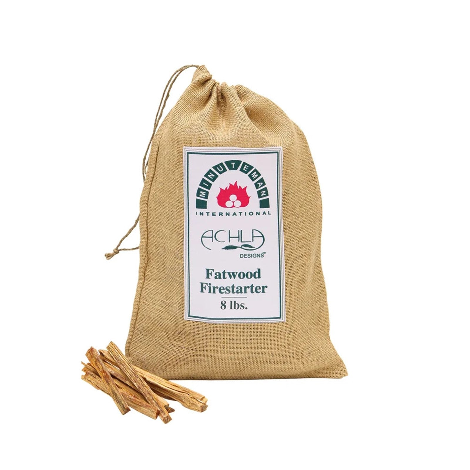 Minuteman International Fatwood Caddy Refill 8lb Bag | Natural Pine Fire Starter | Indoor & Outdoor Fireplace & Campfire | Model FWB-08