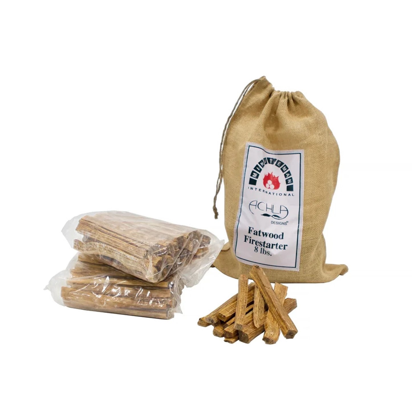 Minuteman International Fatwood Caddy Refill 8lb Bag | Natural Pine Fire Starter | Indoor & Outdoor Fireplace & Campfire | Model FWB-08