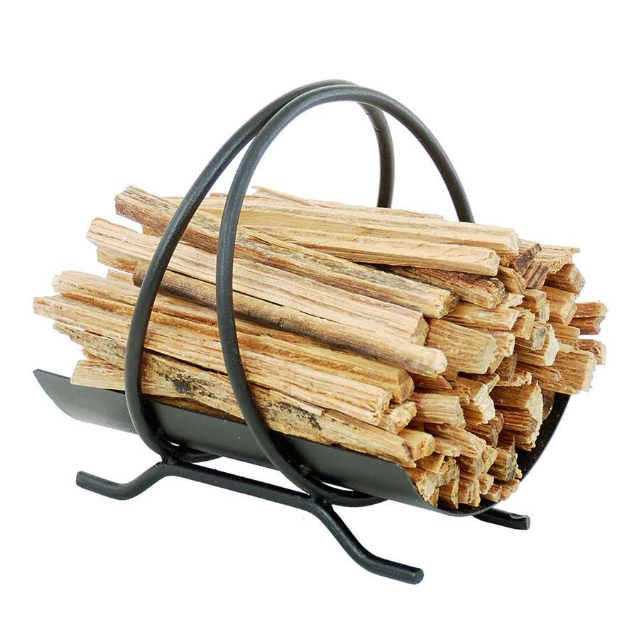 Minuteman International Colonial Fatwood Caddy | Wrought Iron Black Powder Coated Log Rack | Fireplace Hearth & Hearthroom Firewood | Model FWC-01