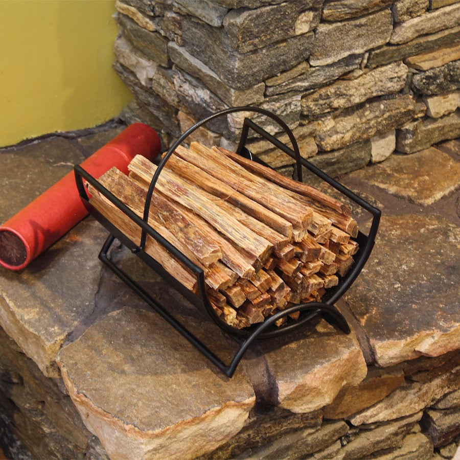 ACHLA Metropolis Fatwood Caddy | Wrought Iron Black Powder Coat | Fireplace & Hearth Accessory | 10 x 8 x 8 in | Model FWC-14