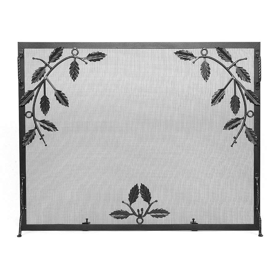 Minuteman International Weston 38in Wrought Iron Fire Screen | Graphite Powder-Coated with Leaf Motif | Living Room & Hearth Safety | Model G-3830
