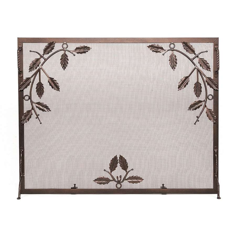 Minuteman International Weston Leaf Screen Small | Hand-Forged Wrought Iron Roman Bronze | Fireplace Hearth & Indoor-Outdoor Safety | Model G-3830Z