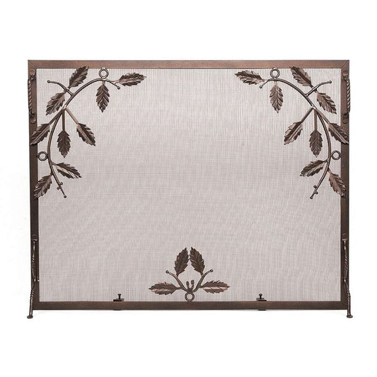 Minuteman International Weston Leaf Screen Small | Hand-Forged Wrought Iron Roman Bronze | Fireplace Hearth & Indoor-Outdoor Safety | Model G-3830Z