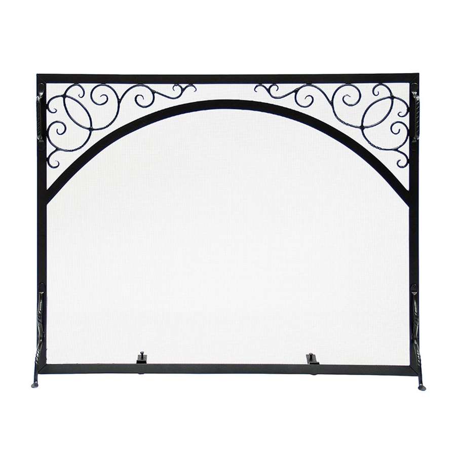 Minuteman International Sterling Fire Screen Scroll & Arch 44in | Wrought Iron Graphite Powder Coat | Indoor & Outdoor Hearth Accents | Model GS-4433
