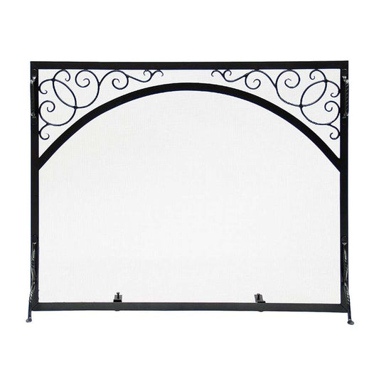 Minuteman International Sterling Fire Screen Scroll & Arch 44in | Wrought Iron Graphite Powder Coat | Indoor & Outdoor Hearth Accents | Model GS-4433