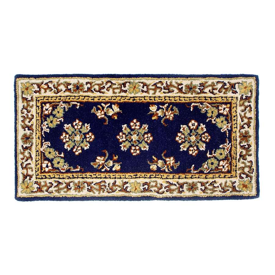 Minuteman International Oriental 44x22in Rectangular Hearth Rug | Blue 100% Virgin Wool | Fireplace & Entryway Floor Protection | Model H-20