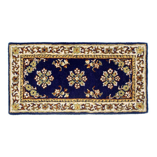 Minuteman International Oriental 44x22in Rectangular Hearth Rug | Blue 100% Virgin Wool | Fireplace & Entryway Floor Protection | Model H-20