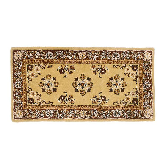 Minuteman International Oriental 44x22in Rectangular Hearth Rug | Traditional Beige 100% Virgin Wool | Fireplace & Entryway Floor | Model H-21