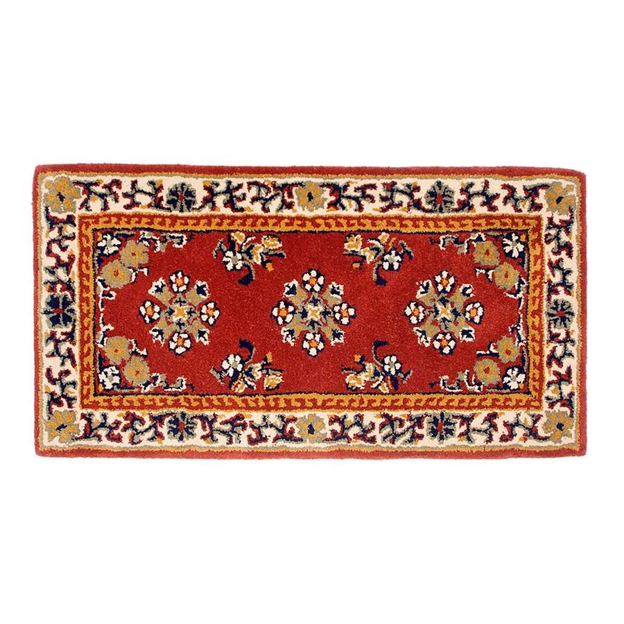 Minuteman International Oriental 44x22in Rectangular Hearth Rug | Traditional Burgundy 100% Virgin Wool | Fireplace & Entryway Floor | Model H-22