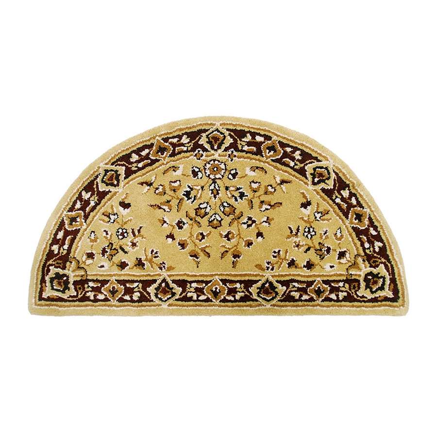 Minuteman International Oriental 44x22in Half Round Hearth Rug | Beige 100% Virgin Wool | Fireplace & Entryway Floor Protection | Model H-24
