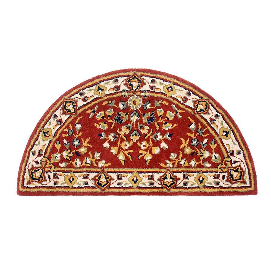 Minuteman International Oriental 44x22in Half Round Rug | Burgundy 100% Virgin Wool Hearth Rug | Fireplace & Entryway Floor Protection | Model H-25