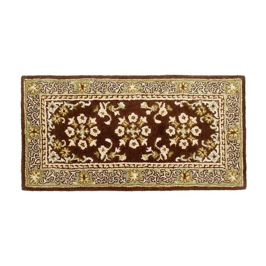 Minuteman International Oriental 44x22in Rectangle Hearth Rug | Traditional Coffee Wool | Fireplace & Entryway Floor Protection | Model H-28