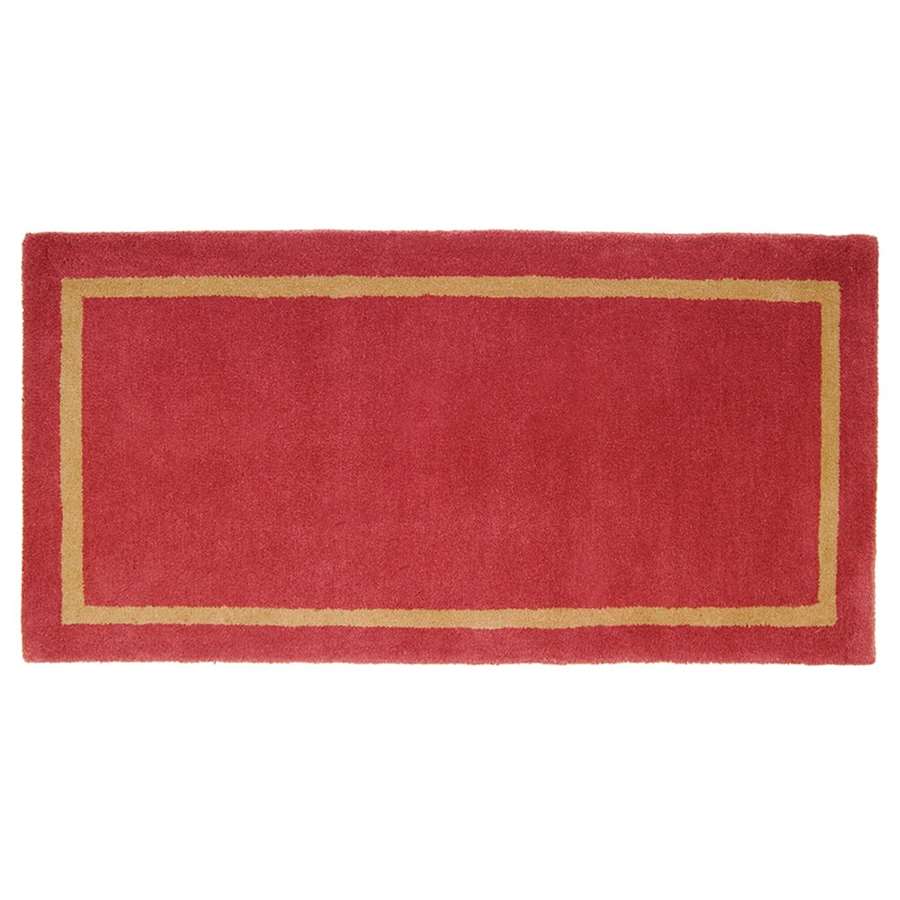 Minuteman International Sangria 44x22in Rectangular Wool Hearth Rug | Solid Sangria with Coordinating Border | Fireplace & Entryway Floor | Model H-3