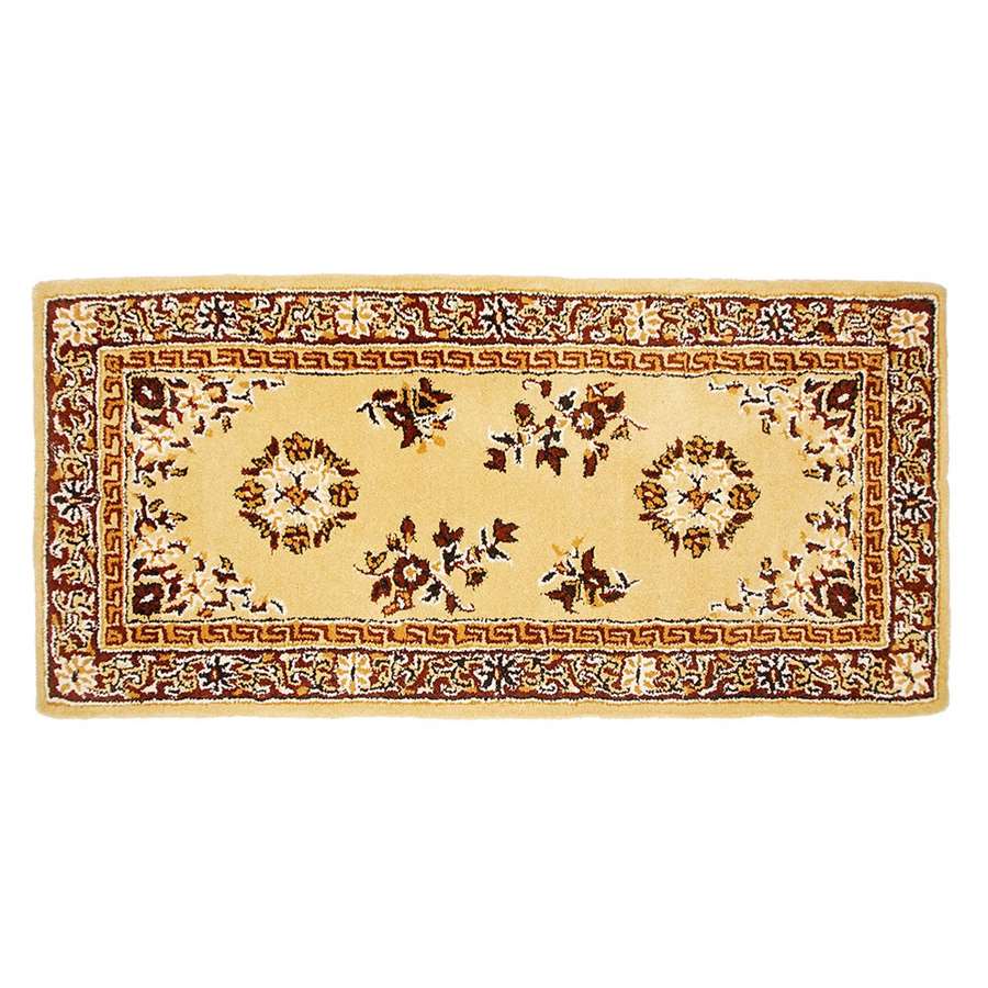 Minuteman International Oriental 56x26in Rectangular Hearth Rug | Traditional Beige 100% Virgin Wool | Fireplace & Entryway Floor | Model H-31