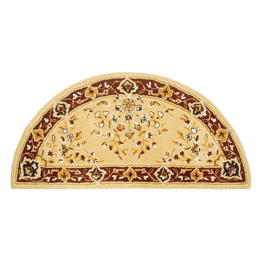 Minuteman International Oriental 56x26in Half Round Rug | Beige 100% Virgin Wool | Fireplace Hearth & Entryway Mat | 56 x 26 x 0.5 in | Model H-34