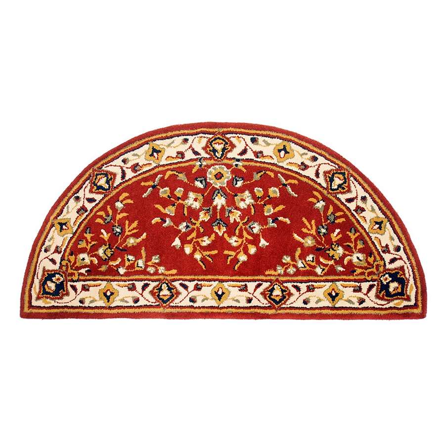 Minuteman International Oriental 56x26in Half Round Rug | Burgundy 100% Virgin Wool | Hearth & Fireplace Floor Protection | Model H-35