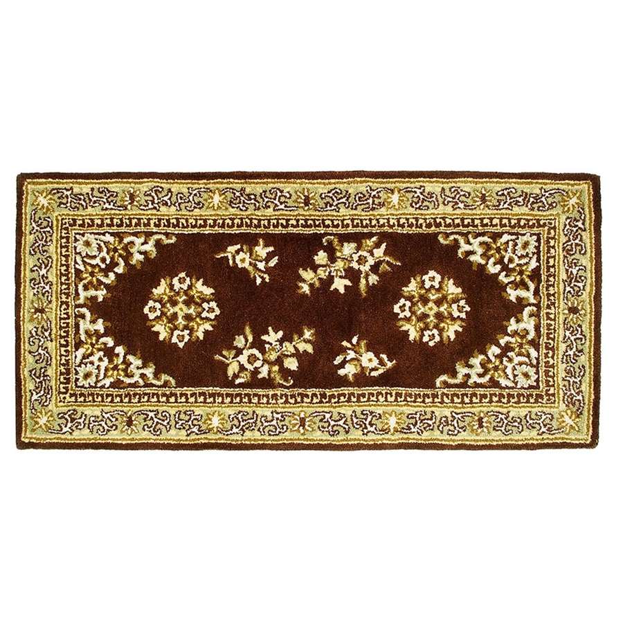 Minuteman International Oriental 56x26in Rectangle Area Rug | Traditional Coffee Wool Hearth Rug | Fireplace & Entryway Floor Protection | Model H-38