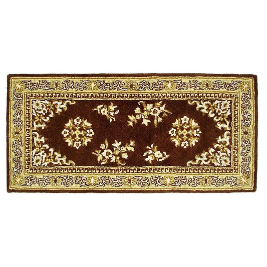 Minuteman International Oriental 56x26in Rectangle Area Rug | Traditional Coffee Wool Hearth Rug | Fireplace & Entryway Floor Protection | Model H-38