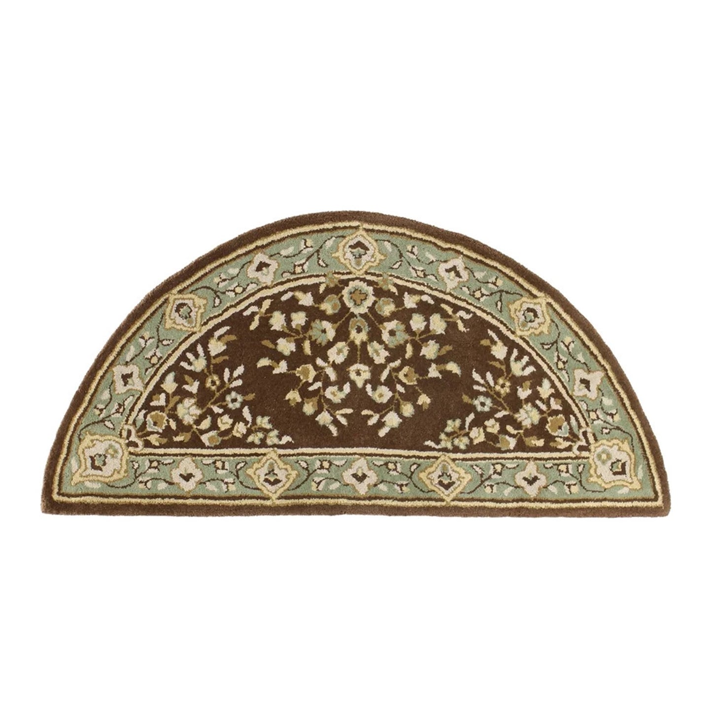 Minuteman International Oriental 56x26in Half Round Hearth Rug | Traditional Persian Wool Coffee | Fireplace & Entryway Floor Protection | Model H-39
