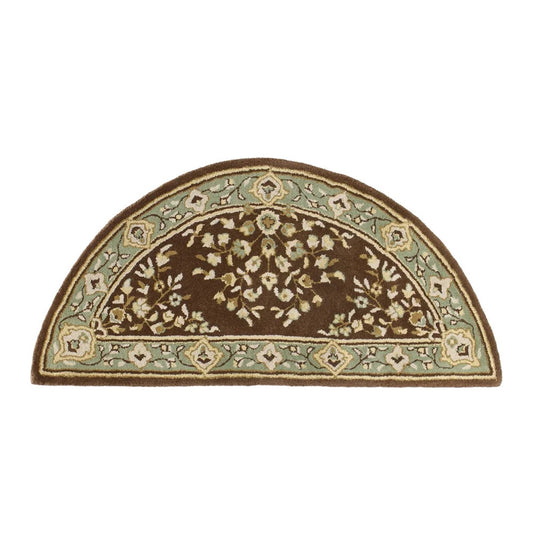 Minuteman International Oriental 56x26in Half Round Hearth Rug | Traditional Persian Wool Coffee | Fireplace & Entryway Floor Protection | Model H-39