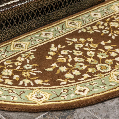 Minuteman International Oriental 56x26in Half Round Hearth Rug | Traditional Persian Wool Coffee | Fireplace & Entryway Floor Protection | Model H-39
