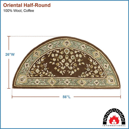 Minuteman International Oriental 56x26in Half Round Hearth Rug | Traditional Persian Wool Coffee | Fireplace & Entryway Floor Protection | Model H-39