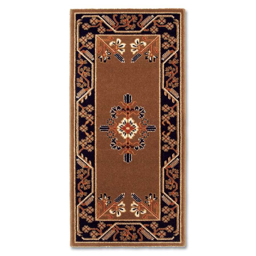 Minuteman International Jardin 44 x 22 in Rectangular Wool Hearth Rug | Traditional Turkish-Inspired Cocoa | Fireplace & Entryway Floor | Model H-601