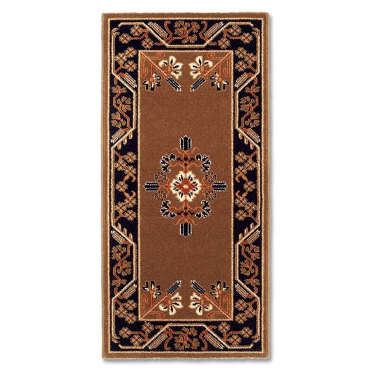 Minuteman International Jardin 44 x 22 in Rectangular Wool Hearth Rug | Traditional Turkish-Inspired Cocoa | Fireplace & Entryway Floor | Model H-601
