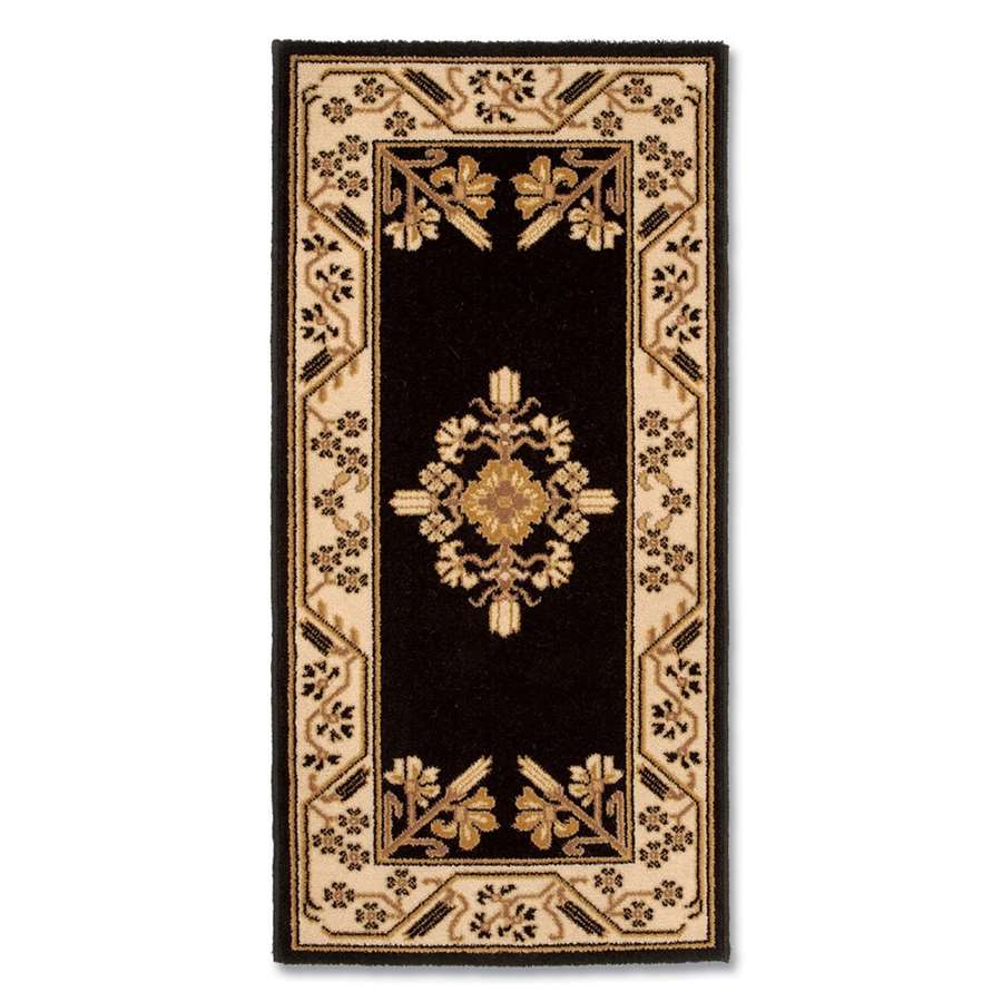 Minuteman International Jardin 44 x 22 in Rectangular Wool Area Rug | Traditional Turkish-Inspired Noir and Beige | Living Room & Hearth | Model H-602