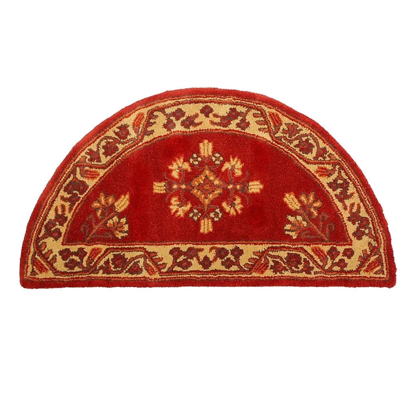 Minuteman International Jardin 44in Half Round Rug | Vermillion 100% Virgin Wool Hearth Rug | Fireplace & Entryway Floor Protection | Model H-603