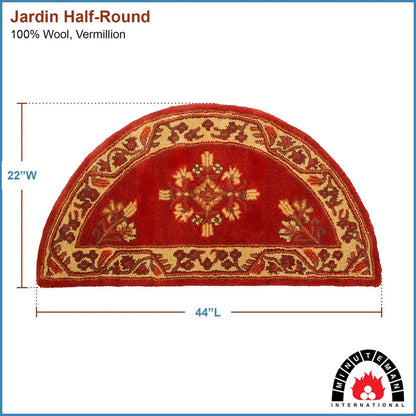Minuteman International Jardin 44in Half Round Rug | Vermillion 100% Virgin Wool Hearth Rug | Fireplace & Entryway Floor Protection | Model H-603