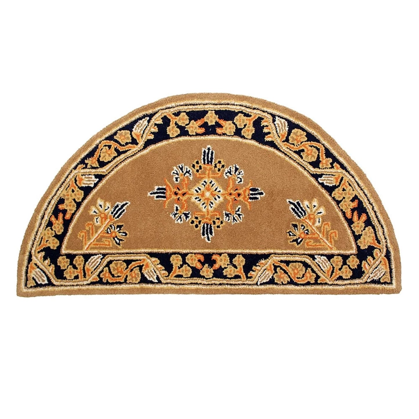 Minuteman International Jardin 44 x 22 in Half Round Hearth Rug | Cocoa 100% Virgin Wool | Fireplace & Entryway Floor Protection | Model H-604