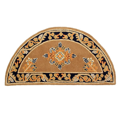 Minuteman International Jardin 44 x 22 in Half Round Hearth Rug | Cocoa 100% Virgin Wool | Fireplace & Entryway Floor Protection | Model H-604