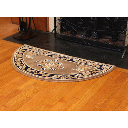 Minuteman International Jardin 44 x 22 in Half Round Hearth Rug | Cocoa 100% Virgin Wool | Fireplace & Entryway Floor Protection | Model H-604