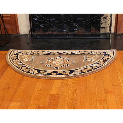 Minuteman International Jardin 44 x 22 in Half Round Hearth Rug | Cocoa 100% Virgin Wool | Fireplace & Entryway Floor Protection | Model H-604