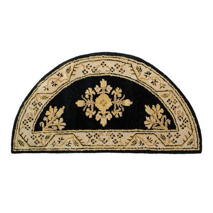 Minuteman International Jardin 44 x 22 in Half Round Rug | Noir Wool Hearth & Entryway Mat | Fireplace & Door Mat | 44 x 22 x 0.5 in | Model H-605