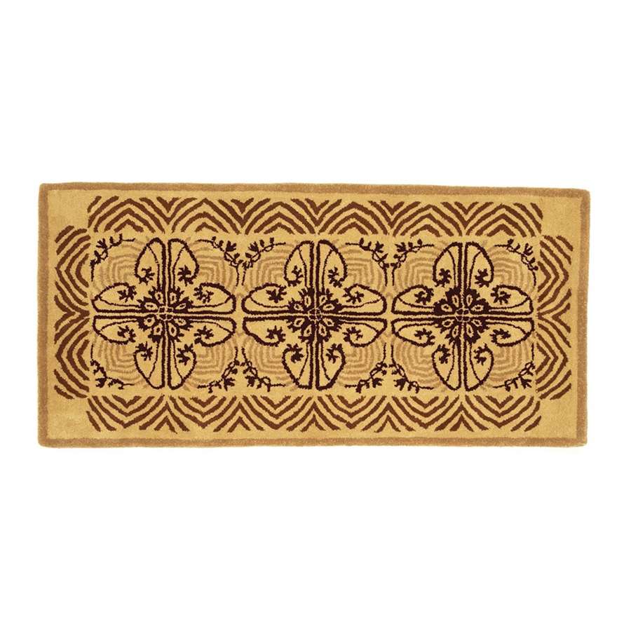 Minuteman International Art Deco Hearth Rug 56x26in | Cocoa Wool Tabriz Design | Fireplace & Entryway Floor Protector | 56 x 26 x 0.5 in | Model H-62